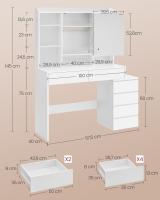 Tocador moderno con luces led ajustables, mesa de maquillaje con espejo, compartimentos y estantes ajustables, blanco nube - details 7
