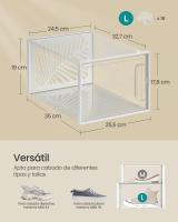Set de 18 Cajas Transparentes para Zapatos Apilables, Organizadores Robustos y Plegables para Talla 46, Expositor para Zapatillas y Tacones, Color Transparente y Blanco - details 5