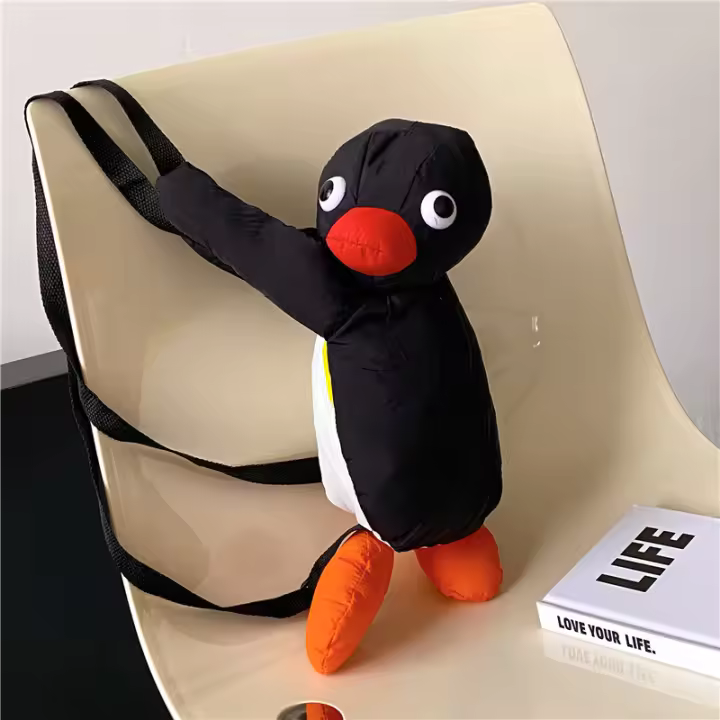 Mochila De Peluche Divertida Y Bonita De Pingüino Para Niños Mochila De Hombro Miniatura Estilo Casual Material Nylon - 1