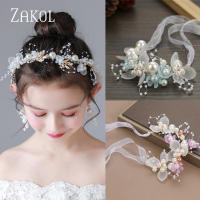 ZAKOL Adorno De Cabeza Romántico Y Dulce Para Novia Con Perlas Y Flores Diadema De Joyería De Boda Para Niñas - details 0