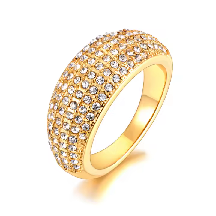 Anillo De Moda Lokaer 316L Acero Inoxidable Pave Cubic Zirconia Para Mujer Platinado Dorado Joyería Para El Dedo Regalo R23102 - 1