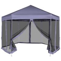 vidaXL Carpa desmontable hexagonal paredes 3,6x3,1m 220g/m² Color Taupé,  Azul oscuro,  Crema y mas - details 1