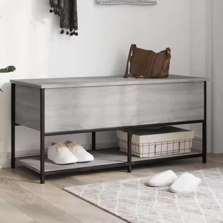 vidaXL Banco de almacenaje madera ingeniería gris Sonoma 100x42,5x47cm - 1