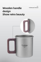 Taza De Café De Titanio Puro Tiartisan Para Exteriores Con Mango De Nogal Mate Antideslizante Y Anti-escaldón Capacidades De 300ml Y 450ml Para Camping - details 6