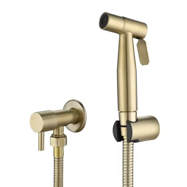Pulverisateur De Bidet Portable Noir, Robinet De Toilette, En Acier Inoxydable, Salle De Bain Froide, Valve Shattaf, Ensemble De Jet - 1