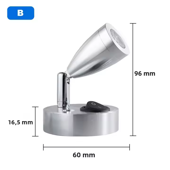 Luz De Lectura LED DC12V Para RV Barco Caravana Camping Luz De Punto Con Interruptor Y Ajuste Aluminio Interior Adaptable - 1