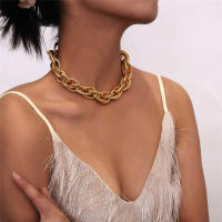 Collar Punk De Alta Calidad Con Cerradura Y Colgante Para Mujer Y Hombre Color Oro Cadena Gruesa Y Statement Estilo Steampunk - details 0
