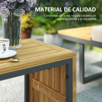 Outsunny Conjunto de Muebles Jardín Exterior Sofás de Exterior en Forma de L Tumbona con 2 Sofás de 3 Plazas Asiento Ajustable y Mesa de Madera de Acacia Versátil con Cojines Beige y Gris - details 3