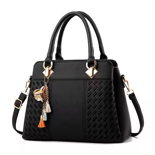 Bolsa Cruzada con ASA superior, a la moda Bolso de Piel sintética con borlas para Mujer - 1