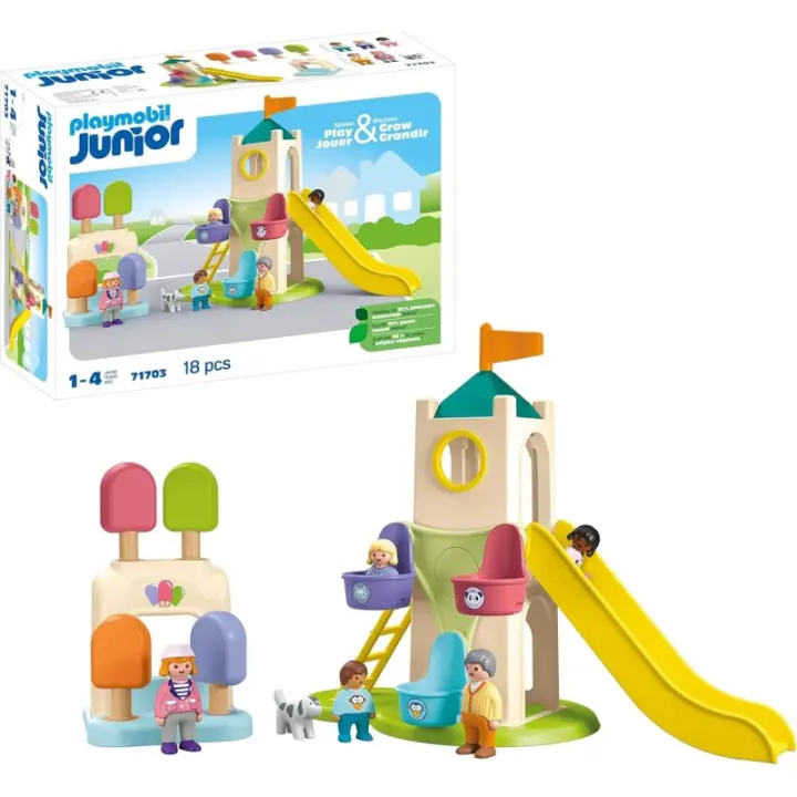 PLAYMOBIL Junior 71703 Torre Aventura con Heladería, Incluye tobogán y Noria edad +1 año 24P71703 - 1