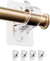 Om Home Juego de 4 soportes para barra de cortina — 9 x 6 x 5,2 cm — Soportes autoadhesivos para barra de cortina — Ganchos ajustables — Montaje sin taladro, autoadhesivo — Adecuado para baños, cocinas, salas de estar y vestidores de dormitorios - details 0