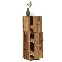 vidaXL Armario botiquín madera ingeniería 30x41x118 cm en color Roble ahumado/Marrón roble/Gris hormigón y más | almacenamiento funcional diseño moderno para baño dormitorio sala - details 8