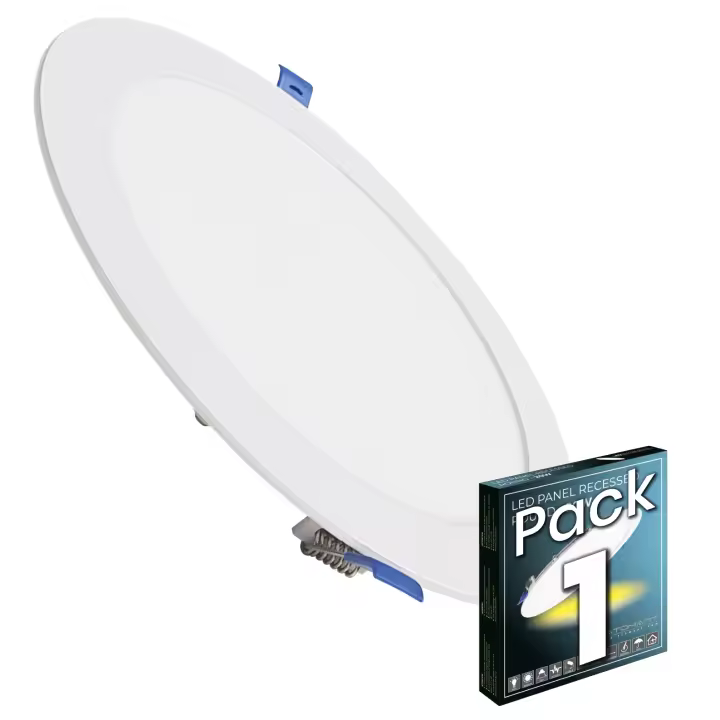 LED ATOMANT Downlight LED Panel Extraplano Redondo 220 mm 20 W, 1800 lúmenes, corte estándar 200 mm, driver incluido, diseño ultrafino, instalación empotrada, ideal para techos de escayola, clase de eficiencia energética E - 1
