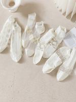 Calcetines De Tobillo Invisibles Con Patrón De Lazo 5 Pares Estilo Casual En Crema Y Blanco Cómodos Y Elegantes Para Mujer - details 2