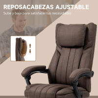 Vinsetto Silla de Masaje con 6 Puntos de Masaje Silla de Oficina Giratoria Silla de Escritorio Reclinable con Altura Ajustable Control Remoto Reposapiés y Reposacabezas Marrón Oscuro - details 3
