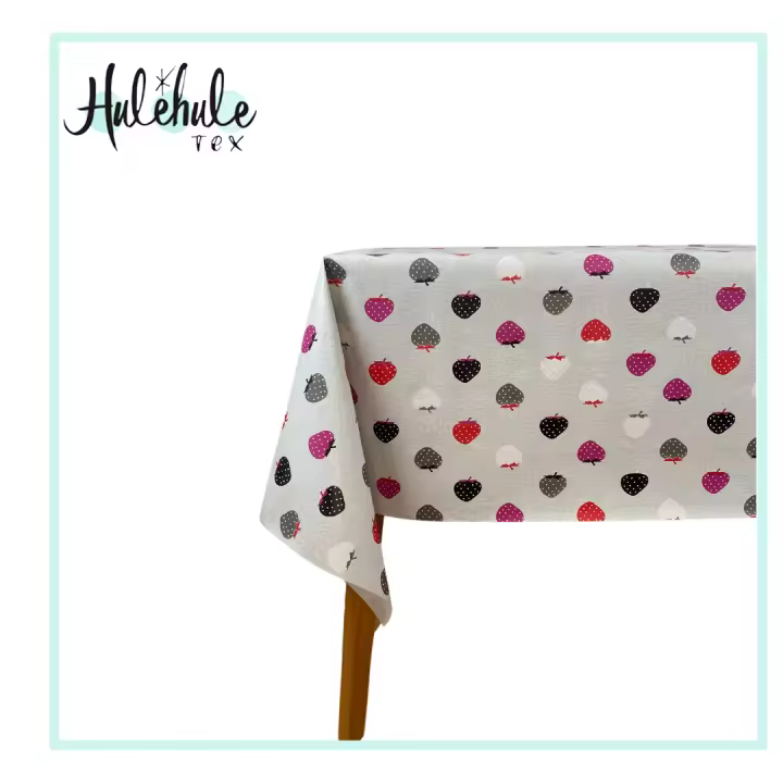 Mantel Hulehule Tex - Hule PVC Estampado Fresas de Colores Fondo Gris Diseño Innovador Resistente a Manchas Fácil Limpieza - 1