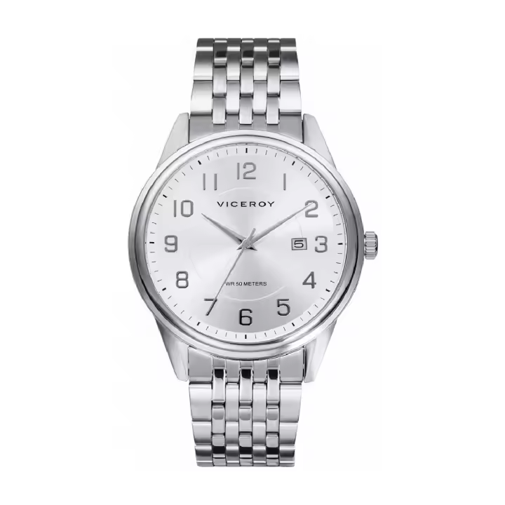 VICEROY Reloj Caballero Clasico Acero Esfera plateada Ventana Calendario 3 años garantia - 1