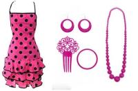 Delantal Sevillana Flamenca Lunares Accesorio Peineta Collar Pulsera Pendientes para Feria Mujer,Delantal Cocina para Mujer, Rojo Lunares Negro, Rojo Lunares Blanco, Negro Lunares Rojo, Fucsia Lunares Negro - details 3