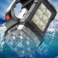 Ultra-Bright 2200W LED Searchlight - Dual Solar & USB Rechargeable, Waterproof IP44, Portable Power Bank Torch with Blinding Beam for Outdoor Adventures - details 1