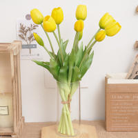 Bouquet De Tulipes Artificiales De Silicona De Alta Calidad Para Decoración De Hogar Y Bodas Toque Realista Flor De Interior Para Sala De Estar - details 3