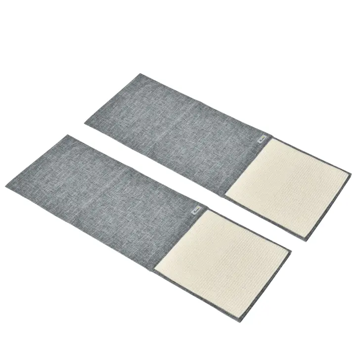 PawHut Juego de 2 alfombrillas rascadoras, protección contra arañazos, sofá, alfombrilla rascadora de sisal para gatos, sillones, sofá, alfombrillas rascadoras para gatos, gris, 130 x 45 x 0,3 cm - 1