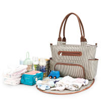 Set De 7 Bolsos Para Mudar El Bebé Multifuncional Tote Bag Mummy Bolsa De Viaje Con Alforja Para Bebé Material De Tela Cierre De Cremallera - details 3