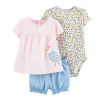 Nueva ropa de verano para niñas, pantalones cortos de manga corta, camisetas, trajes de tres piezas. - details 27