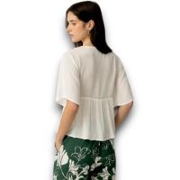 Camisa Willow Tiffosi Mujer | Blusa Elegante Viscosa Plateada | Top Volante Estiliza - details 1