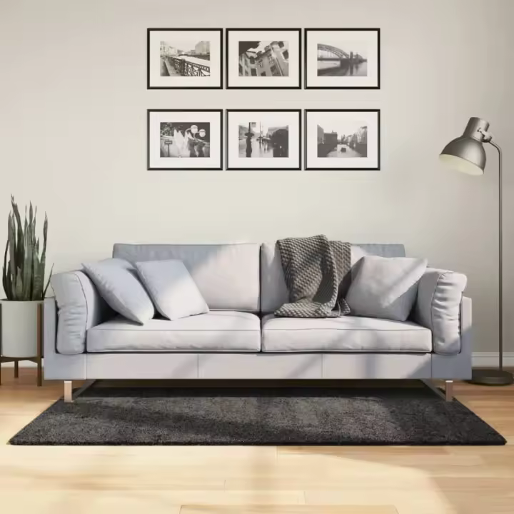 vidaXL Alfombra de pelo largo moderna gris antracita 80x150 cm - 1
