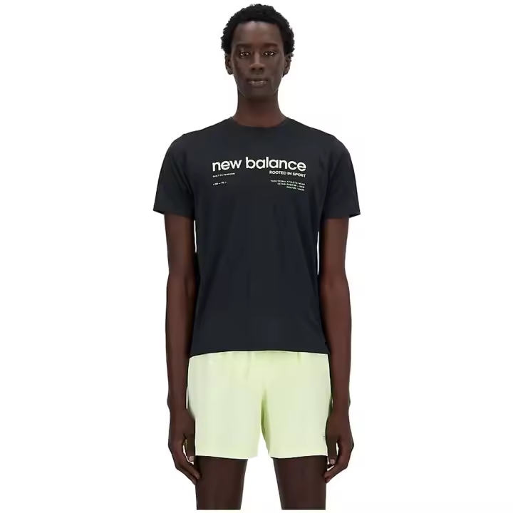 Camiseta de Manga Corta New Balance Athletics Printed Run T-Shirt para hombre en color negro - 1