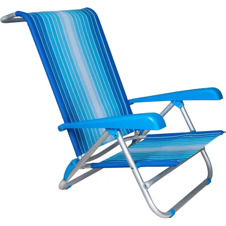 Silla Plegable de Playa con cojín, multiposición, 8 Posiciones, y Cama máx 100 kg, Estructura Reforzada, Aluminio y PVC - 1