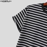 Camiseta Casual Para Hombre INCERUN Estilo Simple Con Rayas Cuello Redondo Manga Corta Suave Transpirable Talla S-5XL - details 16