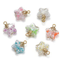 10Pcs Bolas De Sándwich Luminoso 17x19mm Estrella De Cinco Puntos Encantos Colgantes Para Collar Y Aretes Hechos De Vidrio Para Creación De Joyería DIY - details 0