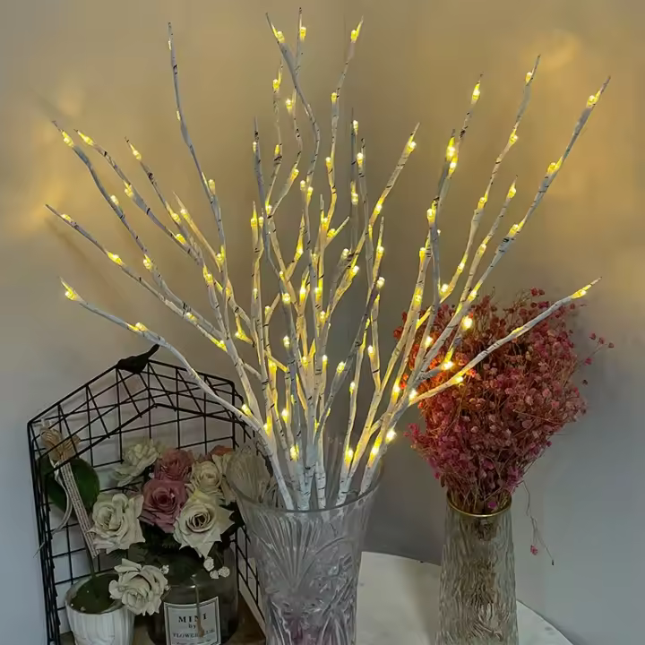 Rama De Birch Blanca Con 20 LED Luz Festiva Operada Por Batería Para Decoración De Bodas Y Navidad Enlaces Exteriores - 1