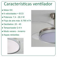 Ventilador de Techo 42" LED 48W Níquel Cepillado – Motor DC Silencioso, Aspas Transparentes retráctiles, 6 Velocidades, Reversible, Mando a Distancia - details 0
