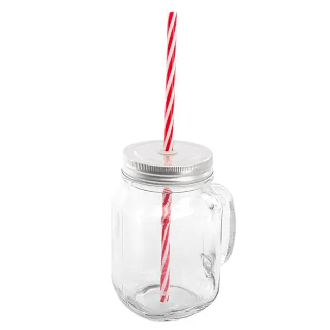 MONOUSO | Jarra de Cristal con Tapa y Pajita 450ml (1 Ud) - 1