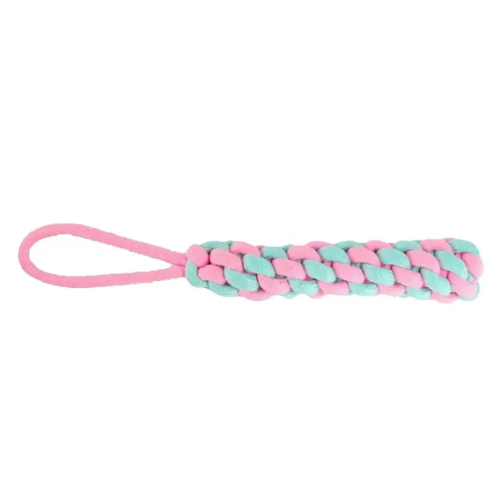 Juguete de cuerda para perro, color rosa y azul de 30cm - ¡Divertido y duradero para tu mascota! - 1