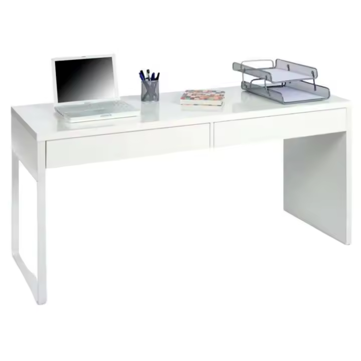 Mesa de ordenador Touch en color blanco artik (mate) con dos cajones - 1