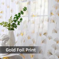 Cortinas De Voile Transparentes Con Estampado De Oro 96 Pulgadas Largas Tope De Grommet Tratamiento Metálico De Lujo 1 Panel - details 1