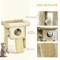 PawHut Árbol Rascador para Gatos Pequeños de 57 cm Torre para Gatos con Poste de Yute Rampa para Rascar Cama y Bola Colgante 40x40x57 cm - details 4