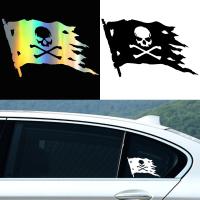 Pirata Jolly Roger Adorno De Coche Estilo Vinyl Negro/Blanco/Laser Decoración Para Ventanas Y Puertas De Coche - details 9