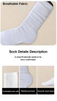 3 Pares De Calcetines De Pileta Para Mujer Calcetines De Color Sólido Blanco Comodidad Transpirabilidad Medio Longitud Moda Versátil - details 2