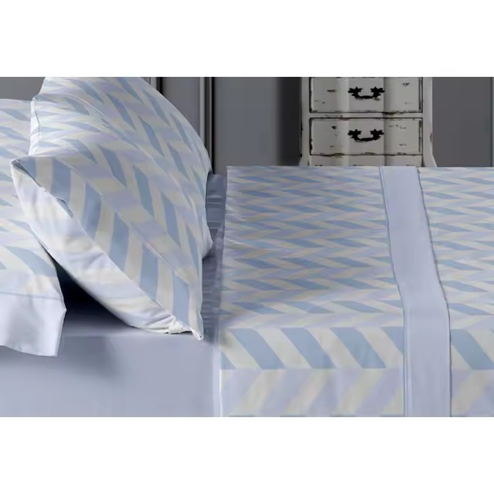 Plusdescanso - Juego de sábanas invierno Franela 100% Algodón Extrasuave y super calentito. Espiga Azul.  Compuesto por bajera, encimera y funda de almohada. FABRICACIÓN ESPAÑOLA. - 1