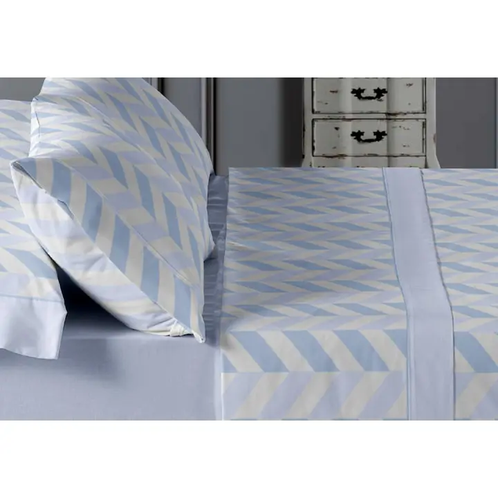Plusdescanso - Juego de sábanas invierno Franela 100% Algodón Extrasuave y super calentito. Espiga Azul.  Compuesto por bajera, encimera y funda de almohada. FABRICACIÓN ESPAÑOLA. - 1
