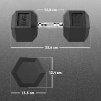 Mancuernas hexagonales ergonómicas con empuñadura de cromo y revestimiento de caucho. 2x2.5kg / 2x5kg / 2x7.5kg / 2x10kg / 2x12,5kg / 1x15kg / 1x17,5kg / 1x20kg / 1x25kg - details 4