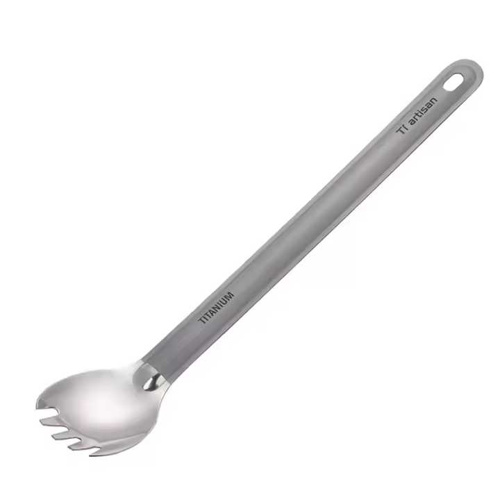 Tiartisan Cuchara Y Cuchillo De Titanio Puro Con Mango Largo Para Camping Al Aire Libre Utensilios De Mesa Ultraligeros Portátiles Mitad Pulido - 1