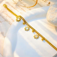 Pulsera De Moda Para Mujer Con Encanto De Sol Y Cuentas De Acero Inoxidable 316L Dorado De DIEYURO Joyería Antiguo Accesorios - details 8