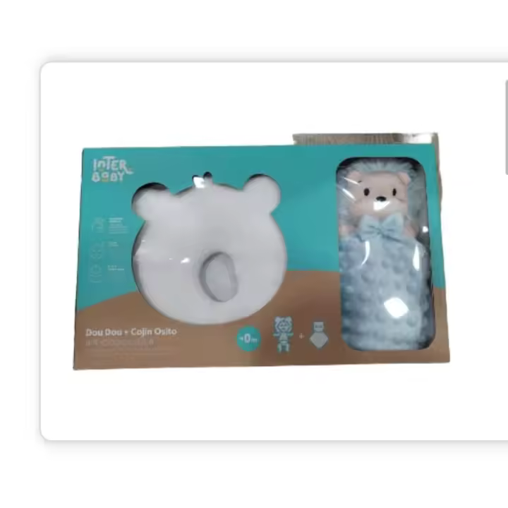 SET COJIN ANTIPLAGOCEFALIA DOU DOU  OSITO DE TOPITOS, MARCA INTERBABY - 1