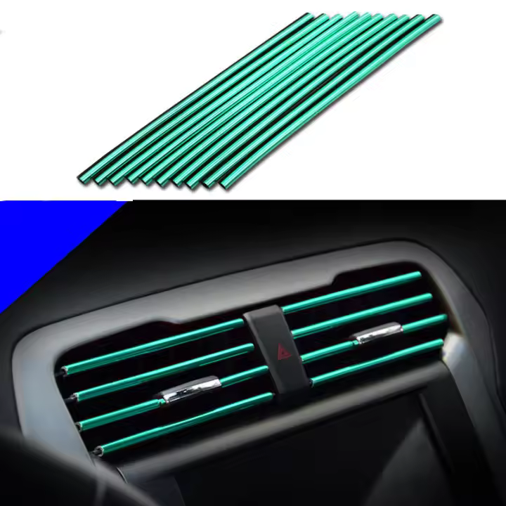 10 Pcs 20cm Tiras De Ventilador De Aire Acondicionado Para Coche En Forma De U Cromo PVC Colorido Brillante Para Decoración Del Coche - 1
