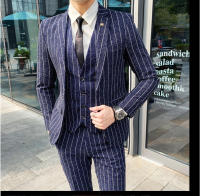 Traje De 3 Piezas Estampado De Rayas Y Cuadros De Alta Calidad - Traje Elegante Para Bodas Y Negocios Estilo Británico Con Chaleco Y Pantalones - details 29